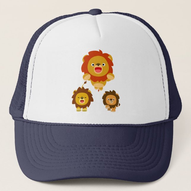 'Coming!!" Three Cute Cartoon Lions Hat (Front)