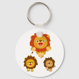 'Coming!!" Three Cute Cartoon Lions Keychain