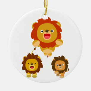 'Coming!!" Three Cute Cartoon Lions Ornament