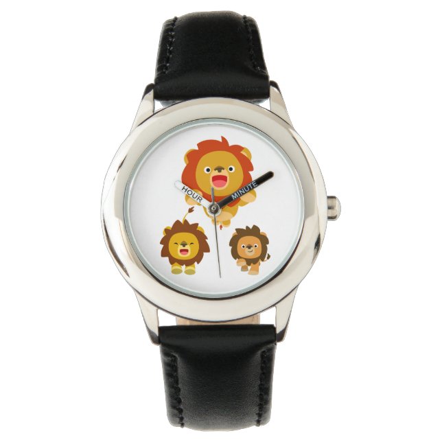 'Coming!!" Three Cute Cartoon Lions Watch (Front)