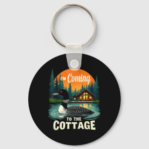 Coming to the cottage loon lake cabin nature quote key ring