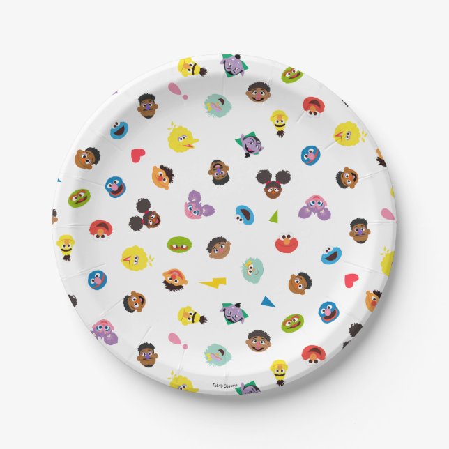 Coming Together Faces Pattern Paper Plate (Front)