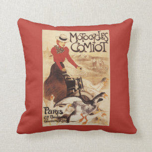 Comiot Motocycles Woman and Geese Promo Poster Cushion