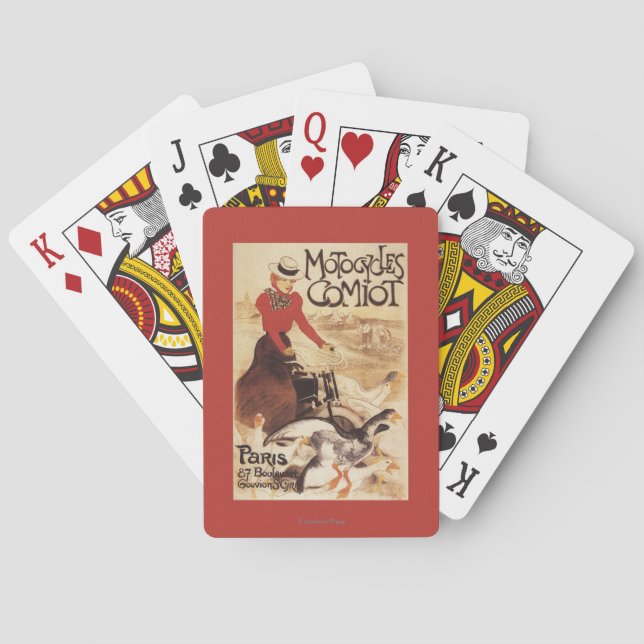 Comiot Motocycles Woman and Geese Promo Poster Playing Cards (Back)