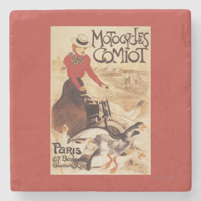 Comiot Motocycles Woman and Geese Promo Poster Stone Coaster (Front)