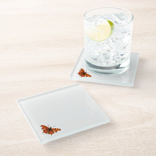 Comma Butterfly Glass Coaster (Angled)