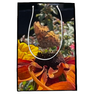  Comma Butterfly on a Rudbeckia Flower  Medium Gift Bag