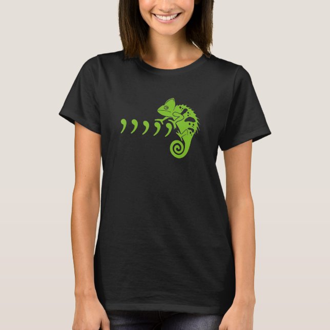 Comma Chameleon Funny 80's Music Lyrics Animals T-Shirt (Front)