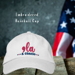 Comma La & Coach Kamala Harris Tim Walz  Embroidered Hat<br><div class="desc">Show your support for Kamala Harris and Tim Walz with this trendy embroidered basball cap design. Featuring a comma and "la" to let everyone know how to pronounce Kamala's name and COACH, a nickname for Tim Walz. This embroidered basball cap shows your support for Kamala Harris and Tim Walz for...</div>