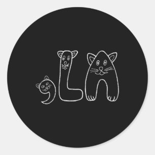 Comma La Funny Kamala Retro Cat  Classic Round Sticker