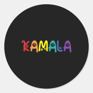 Comma La Harris Funny Cat Lettering Lgbt Rainbow F Classic Round Sticker