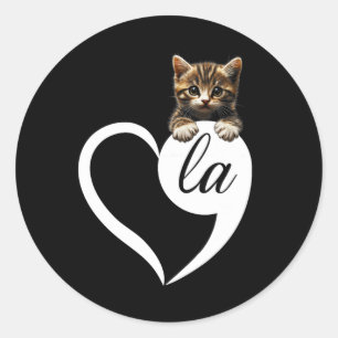 Comma La Heart Cat Lady President Kamala Harris Wh Classic Round Sticker