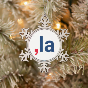 Comma La kamala funny pronunciation patriotic Snowflake Pewter Christmas Ornament
