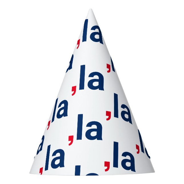 Comma La kamala funny pronunciation pattern white Party Hat (Front)