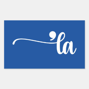 Comma La   Kamala Harris Blue Rectangular Sticker