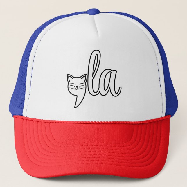 Comma La Kamala Harris - cat mum for Kamala  Trucker Hat (Front)