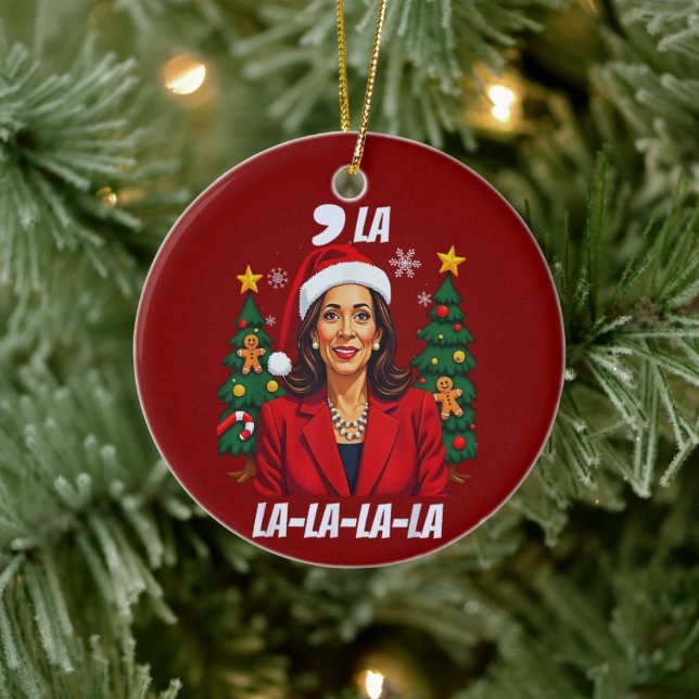 Comma La Kamala Harris Christmas Ceramic Tree Decoration (Tree)