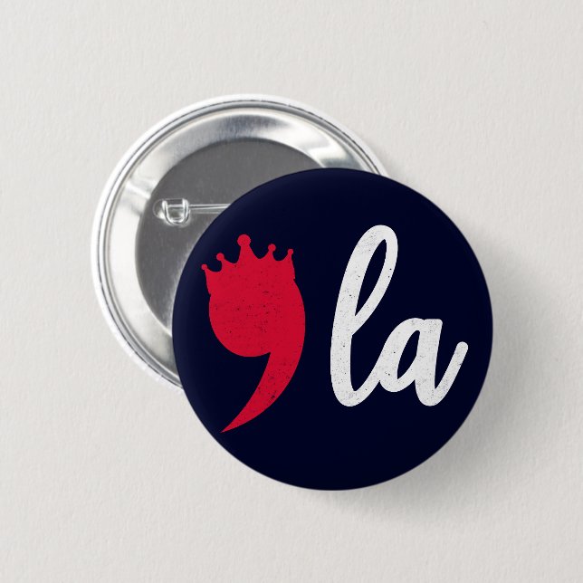 Comma La Kamala Harris Punctuation Mark with Crown 6 Cm Round Badge (Front & Back)