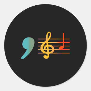 Comma La Music Notes Kamala Harris Music Teacher E Classic Round Sticker