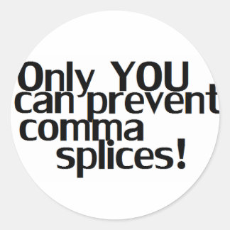 'Comma Splices' Whte Sticker