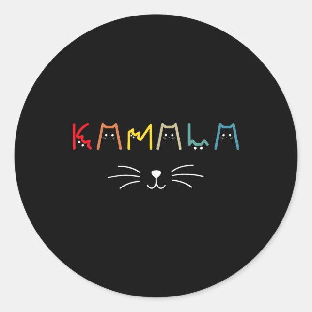 Commala Cat Lettering Positive Funny Cat Letters  Classic Round Sticker (Front)