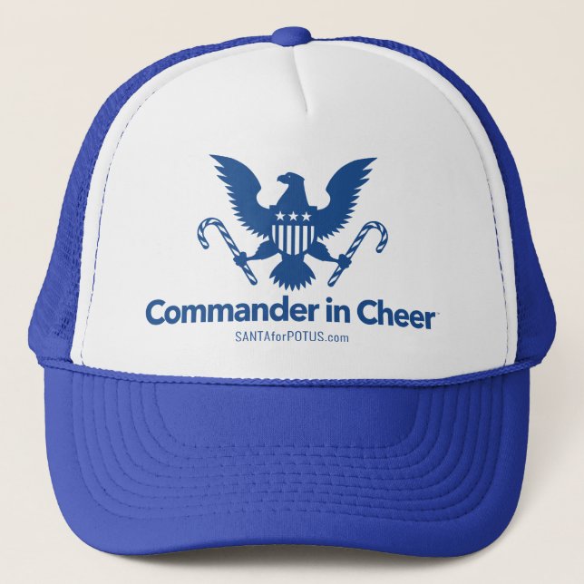 “Commander in Cheer” trucker hat (Front)
