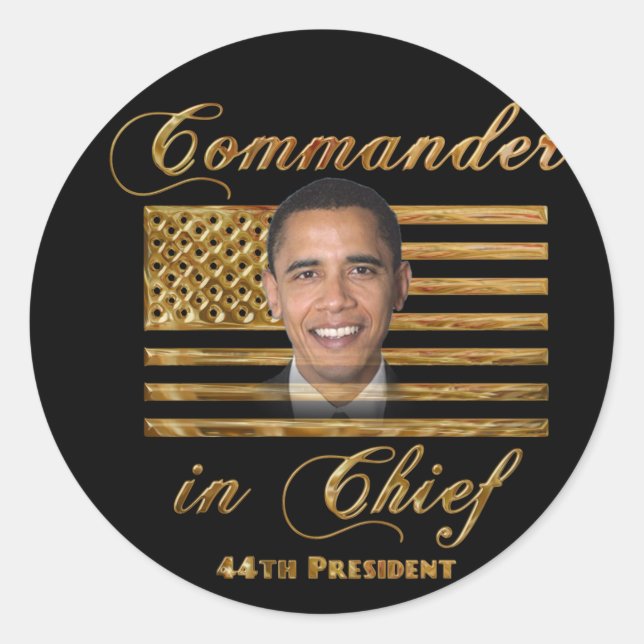 Commander in Chief, Barack Obama Classic Round Sticker (Front)