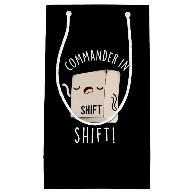 Commander In Shirt Funny Keyboard Pun Dark BG Small Gift Bag (Front)