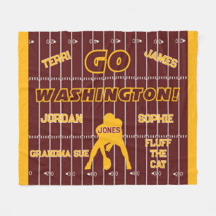 Commanders Football Burgundy and Gold Fleece Blanket