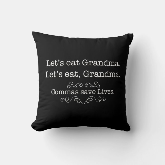 Commas Save Lives Cushion (Front)