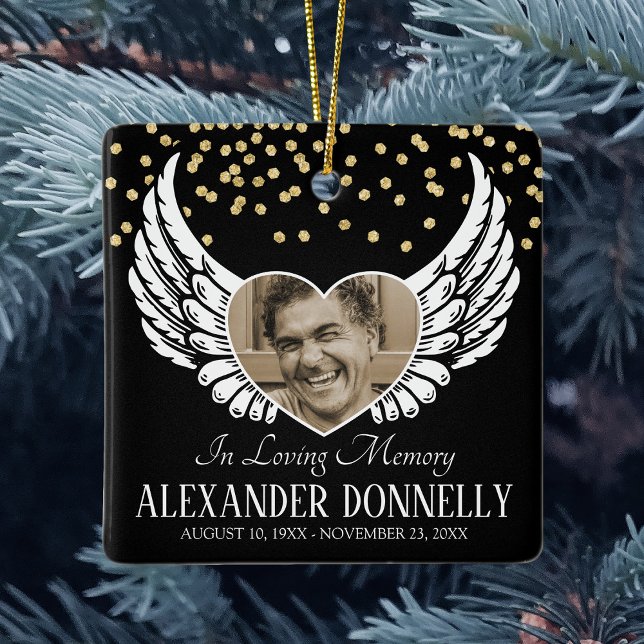 Commemorate Photo Angel Wings Ceramic Ornament (Creator Uploaded)