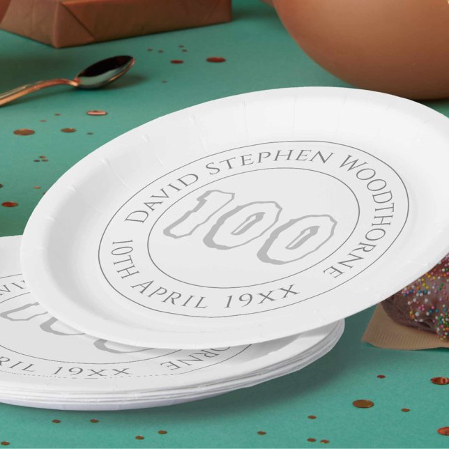 Commemorative 100th Birthday Celebration Paper Pla Paper Plate (Creator Uploaded)