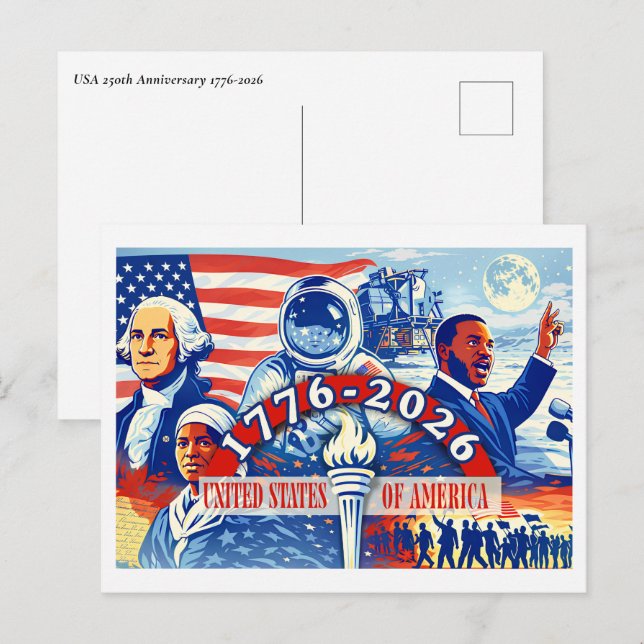 Commemorative 1776-2026 USA’s Semiquincentennial Holiday Postcard (Front/Back)