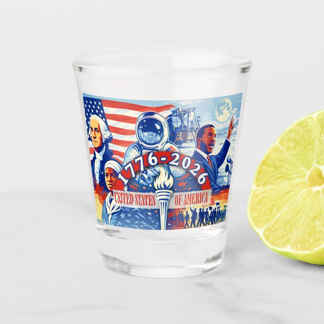 Commemorative 1776-2026 USA Semiquincentennial  Shot Glass (Front)