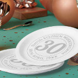 Commemorative 30th Birthday Celebration Paper Plate<br><div class="desc">Commemorative birthday celebration party plate with person's name,  and the date of their birthday. A paper plate for someone who is 30</div>
