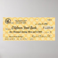 Commemorative 36x16 giant charity bonus faux check