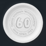 Commemorative 60th Birthday Celebration Paper Plate<br><div class="desc">Commemorative birthday celebration party plate with person's name,  and the date of their birthday. A paper plate for someone who is 60</div>
