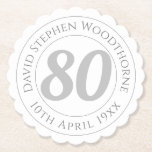 Commemorative 80th Birthday Celebration Paper Coaster<br><div class="desc">Commemorative birthday celebration coaster with person's name,  and the date of their birthday. A coaster for someone who is 80</div>