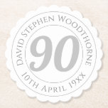 Commemorative 90th Birthday Celebration Paper Coaster<br><div class="desc">Commemorative birthday celebration coaster with person's name,  and the date of their birthday. A coaster for someone who is 90</div>