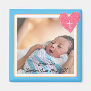 Commemorative Baptism Magnet - Christianity - Blue