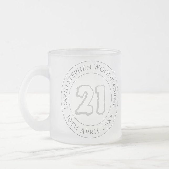 Commemorative Birthday Celebration Personalised Fr Frosted Glass Coffee Mug (Left)