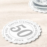 Commemorative Birthday Celebration Personalised Paper Coaster<br><div class="desc">50th birthday party coasters .Commemorative birthday celebration party coaster with person's name,  and the date of their birthday. A paper coaster for someone who is 50. 50 years old party coaster. Paper coaster for a 50th birthday party.</div>