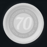 Commemorative Birthday Celebration Personalised Paper Plate<br><div class="desc">70th birthday party paper plates. Commemorative birthday celebration paper party plate with person's name,  and the date of their birthday. A paper party plate for someone who is 70.</div>