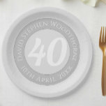 Commemorative Birthday Celebration Personalised Paper Plate<br><div class="desc">Commemorative birthday celebration paper party plate with person's name,  and the date of their birthday. A paper party plate for someone who is 40.</div>