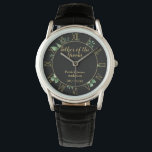 Commemorative Father of the Groom Groomsman Custom Watch<br><div class="desc">Personalise this commemorative Father of The Groom gift with the title,  name of the groom's father,  date of the wedding and personalised thank you message if space allows. Gold font typography and watercolor botanical green leaves completes the gift for an elegant finish.</div>