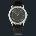 Commemorative Father of the Groom Groomsman Custom Watch<br><div class="desc">Personalise this commemorative Father of The Groom gift with the title,  name of the groom's father,  date of the wedding and personalised thank you message if space allows. Gold font typography and watercolor botanical green leaves completes the gift for an elegant finish.</div>