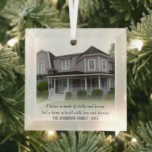 Commemorative New Home | Photo Christmas Tree Glass Tree Decoration (Insitu)