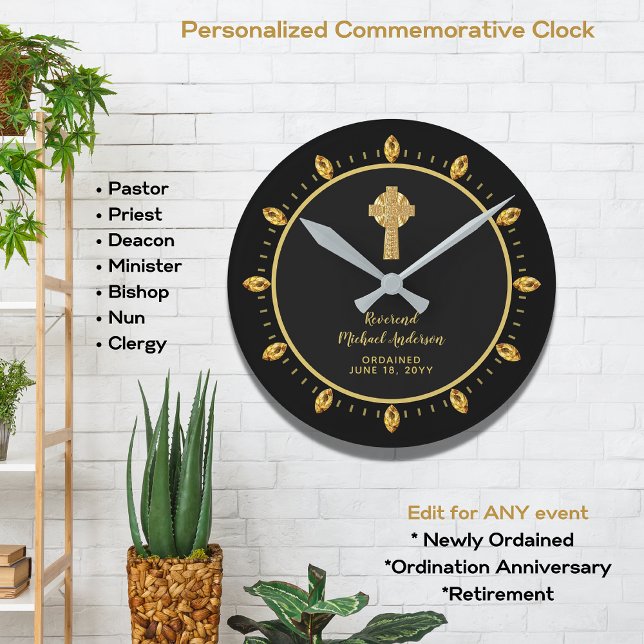 Commemorative ORDINATION gift Priest Pastor Deacon Round Clock (Creator Uploaded)