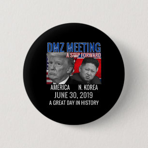 Commemorative Trump Usa Jong Un N Korea Dmz Meetin 6 Cm Round Badge