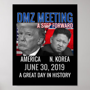Commemorative Trump Usa Jong Un N Korea Dmz Meetin Poster